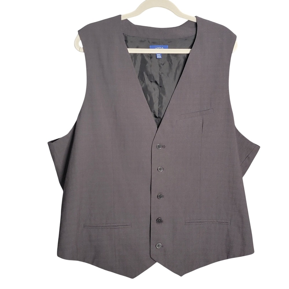 Apt.9 Suit Vest Mens XXL Gunpowder Gray Button Front Adjustable Back
